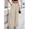 imagePRETTYGARDEN Womens Fall Wide Leg Trousers 2025 High Elastic Waist Loose Pleated Long Flowy Palazzo Work Pants with PocketsApricot
