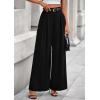 imagePRETTYGARDEN Womens Fall Wide Leg Trousers 2025 High Elastic Waist Loose Pleated Long Flowy Palazzo Work Pants with PocketsBlack