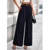 imagePRETTYGARDEN Womens Fall Wide Leg Trousers 2025 High Elastic Waist Loose Pleated Long Flowy Palazzo Work Pants with PocketsNavy