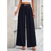 imagePRETTYGARDEN Womens Fall Wide Leg Trousers 2025 High Elastic Waist Loose Pleated Long Flowy Palazzo Work Pants with PocketsNavy
