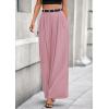 imagePRETTYGARDEN Womens Fall Wide Leg Trousers 2025 High Elastic Waist Loose Pleated Long Flowy Palazzo Work Pants with PocketsPink