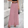 imagePRETTYGARDEN Womens Fall Wide Leg Trousers 2025 High Elastic Waist Loose Pleated Long Flowy Palazzo Work Pants with PocketsPink