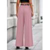 imagePRETTYGARDEN Womens Fall Wide Leg Trousers 2025 High Elastic Waist Loose Pleated Long Flowy Palazzo Work Pants with PocketsPink