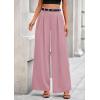 imagePRETTYGARDEN Womens Fall Wide Leg Trousers 2025 High Elastic Waist Loose Pleated Long Flowy Palazzo Work Pants with PocketsPink