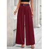 imagePRETTYGARDEN Womens Fall Wide Leg Trousers 2025 High Elastic Waist Loose Pleated Long Flowy Palazzo Work Pants with PocketsWine Red