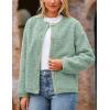 imagePRETTYGARDEN Womens Faux Fur Coat 2025 Fall Fuzzy Fleece Button up Shearling Cropped Jackets Winter Trendy OuterwearBean Green