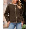 imagePRETTYGARDEN Womens Faux Fur Coat 2025 Fall Fuzzy Fleece Button up Shearling Cropped Jackets Winter Trendy OuterwearCoffee