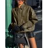 imagePRETTYGARDEN Womens Faux Leather Motorcycle Jacket Trendy Fall Spring Clothes Oversized Zip Up Winter Coat OuterwearArmy Green