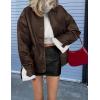 imagePRETTYGARDEN Womens Faux Leather Motorcycle Jacket Trendy Fall Spring Clothes Oversized Zip Up Winter Coat OuterwearDark Coffee