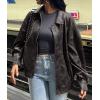 imagePRETTYGARDEN Womens Faux Leather Motorcycle Jacket Trendy Fall Spring Clothes Oversized Zip Up Winter Coat OuterwearStyle2black Grey
