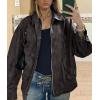 imagePRETTYGARDEN Womens Faux Leather Motorcycle Jacket Trendy Fall Spring Clothes Oversized Zip Up Winter Coat OuterwearStyle2black Grey