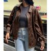 imagePRETTYGARDEN Womens Faux Leather Motorcycle Jacket Trendy Fall Spring Clothes Oversized Zip Up Winter Coat OuterwearStyle2brown