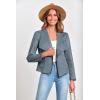 imagePRETTYGARDEN Womens Faux Suede Jackets 2025 Fashion Fall Clothes Long Sleeve Open Front Cropped Coat OutwearGrey Blue