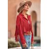 imagePRETTYGARDEN Womens Fringe Faux Suede Leather Jackets Fall Fashion 2025 Tassel Motorcycle Cropped CoatsRed