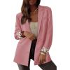 imagePRETTYGARDEN Blazers for Women 2025 Fall Work Office Suit Jackets Dressy Open Front Leopard Blazer Business Casual OutfitsPink
