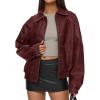 imagePRETTYGARDEN Faux Leather Jacket Women Bomber Motorcycle Zip Up Jackets Oversized Fall Fashion Outfits 2025 Winter CoatsWine Red