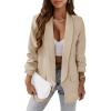 imagePRETTYGARDEN Womens Casual Blazer 2025 Spring Fall Fashion Long Sleeve Open Front Work Office Suit JacketsBeige White