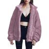 imagePRETTYGARDEN Womens Fashion Winter Coats Sherpa Fleece Faux Fur Shearling Oversized Trendy Jackets Warm Outerwear ClothingDark Pink