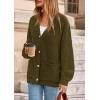 imagePRETTYGARDEN Fall Chunky Cardigan Sweaters for Women 2025 Button Lantern Sleeve Knit Oversized Sweater Coats with PocketsArmy Green