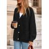 imagePRETTYGARDEN Fall Chunky Cardigan Sweaters for Women 2025 Button Lantern Sleeve Knit Oversized Sweater Coats with PocketsBlack