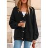 imagePRETTYGARDEN Fall Chunky Cardigan Sweaters for Women 2025 Button Lantern Sleeve Knit Oversized Sweater Coats with PocketsBlack
