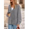 imagePRETTYGARDEN Fall Chunky Cardigan Sweaters for Women 2025 Button Lantern Sleeve Knit Oversized Sweater Coats with PocketsDark Grey