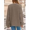 imagePRETTYGARDEN Fall Chunky Cardigan Sweaters for Women 2025 Button Lantern Sleeve Knit Oversized Sweater Coats with PocketsDark Khaki
