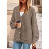 imagePRETTYGARDEN Fall Chunky Cardigan Sweaters for Women 2025 Button Lantern Sleeve Knit Oversized Sweater Coats with PocketsDark Khaki