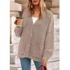 imagePRETTYGARDEN Fall Chunky Cardigan Sweaters for Women 2025 Button Lantern Sleeve Knit Oversized Sweater Coats with PocketsLight Khaki