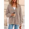 imagePRETTYGARDEN Fall Chunky Cardigan Sweaters for Women 2025 Button Lantern Sleeve Knit Oversized Sweater Coats with PocketsLight Khaki