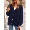 imagePRETTYGARDEN Fall Chunky Cardigan Sweaters for Women 2025 Button Lantern Sleeve Knit Oversized Sweater Coats with PocketsNavy