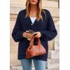 imagePRETTYGARDEN Fall Chunky Cardigan Sweaters for Women 2025 Button Lantern Sleeve Knit Oversized Sweater Coats with PocketsNavy