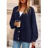 imagePRETTYGARDEN Fall Chunky Cardigan Sweaters for Women 2025 Button Lantern Sleeve Knit Oversized Sweater Coats with PocketsNavy