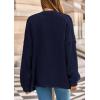 imagePRETTYGARDEN Fall Chunky Cardigan Sweaters for Women 2025 Button Lantern Sleeve Knit Oversized Sweater Coats with PocketsNavy