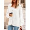 imagePRETTYGARDEN Fall Chunky Cardigan Sweaters for Women 2025 Button Lantern Sleeve Knit Oversized Sweater Coats with PocketsWhite