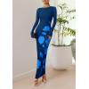 imagePRETTYGARDEN Bodycon Maxi Dress 2025 Fall Floral Long Sleeve Sexy Mesh Cocktail Wedding Guest Long DressesBlue