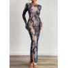 imagePRETTYGARDEN Bodycon Maxi Dress 2025 Fall Floral Long Sleeve Sexy Mesh Cocktail Wedding Guest Long DressesBlue Black