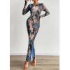 imagePRETTYGARDEN Bodycon Maxi Dress 2025 Fall Floral Long Sleeve Sexy Mesh Cocktail Wedding Guest Long DressesBlue Black