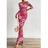 imagePRETTYGARDEN Bodycon Maxi Dress 2025 Fall Floral Long Sleeve Sexy Mesh Cocktail Wedding Guest Long DressesPink Flower
