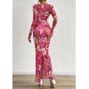 imagePRETTYGARDEN Bodycon Maxi Dress 2025 Fall Floral Long Sleeve Sexy Mesh Cocktail Wedding Guest Long DressesPink Flower