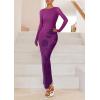 imagePRETTYGARDEN Bodycon Maxi Dress 2025 Fall Floral Long Sleeve Sexy Mesh Cocktail Wedding Guest Long DressesPurple