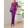 imagePRETTYGARDEN Bodycon Maxi Dress 2025 Fall Floral Long Sleeve Sexy Mesh Cocktail Wedding Guest Long DressesPurple