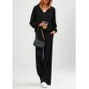 imagePRETTYGARDEN Womens 2 Piece Fall Lounge Sets 2025 Zip Up Hoodie Wide Leg Pants Tracksuit Matching Travel Outfits ClothesBlack