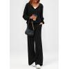 imagePRETTYGARDEN Womens 2 Piece Fall Lounge Sets 2025 Zip Up Hoodie Wide Leg Pants Tracksuit Matching Travel Outfits ClothesBlack