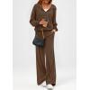 imagePRETTYGARDEN Womens 2 Piece Fall Lounge Sets 2025 Zip Up Hoodie Wide Leg Pants Tracksuit Matching Travel Outfits ClothesCoffee