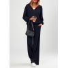 imagePRETTYGARDEN Womens 2 Piece Fall Lounge Sets 2025 Zip Up Hoodie Wide Leg Pants Tracksuit Matching Travel Outfits ClothesNavy Blue