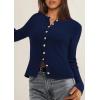 imagePRETTYGARDEN Womens 2025 Fall Cardigan Sweaters Lightweight Long Sleeve Button up Ribbed Knit Tops Winter Fashion ClothesNavy Blue