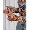 imagePRETTYGARDEN Womens 2025 Fall Mesh Floral Blouses Long Sleeve Going Out Tops Slim Fitted Shirts Date Night OutfitsFloral Black Orange
