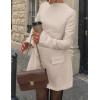 imagePRETTYGARDEN Womens Long Sleeve Mini Dress 2025 Fall Bodycon Mock Neck Elegant Business Work Party Short DressesBeige Apricot