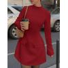 imagePRETTYGARDEN Womens Long Sleeve Mini Dress 2025 Fall Bodycon Mock Neck Elegant Business Work Party Short DressesRed
